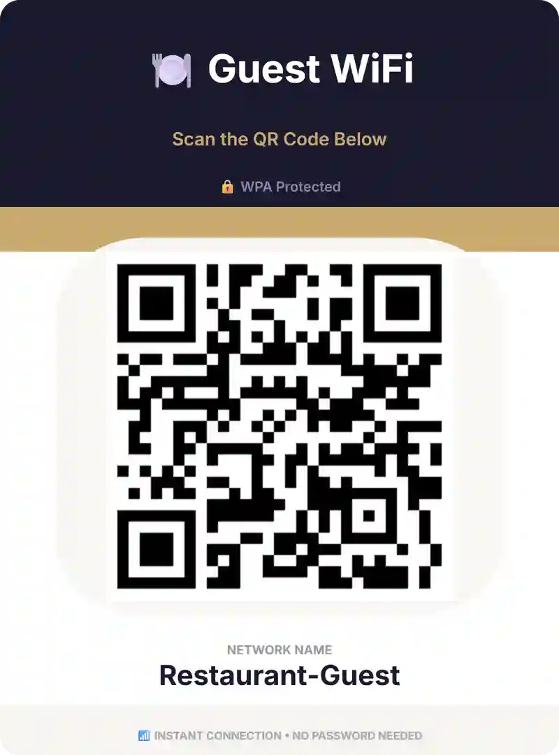 Restaurant WiFi QR code with decorative floral frame